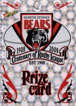 2008 NRL Centenary - Prize Card Logos #P3 North Sydney Bears Front